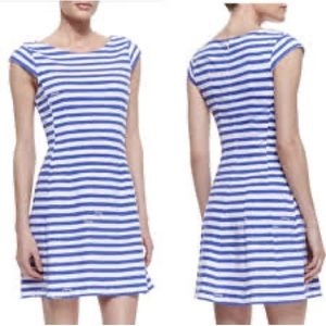 Lilly Pulitzer Blue and White Striped Boatneck Mini Dress